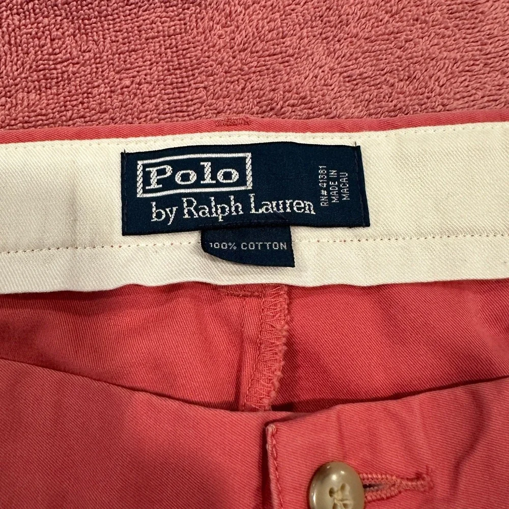 VINTAGE Polo Ralph Lauren Mens 42x30 Salmon Pink Chino Pants‎ 100% Cotton Macau